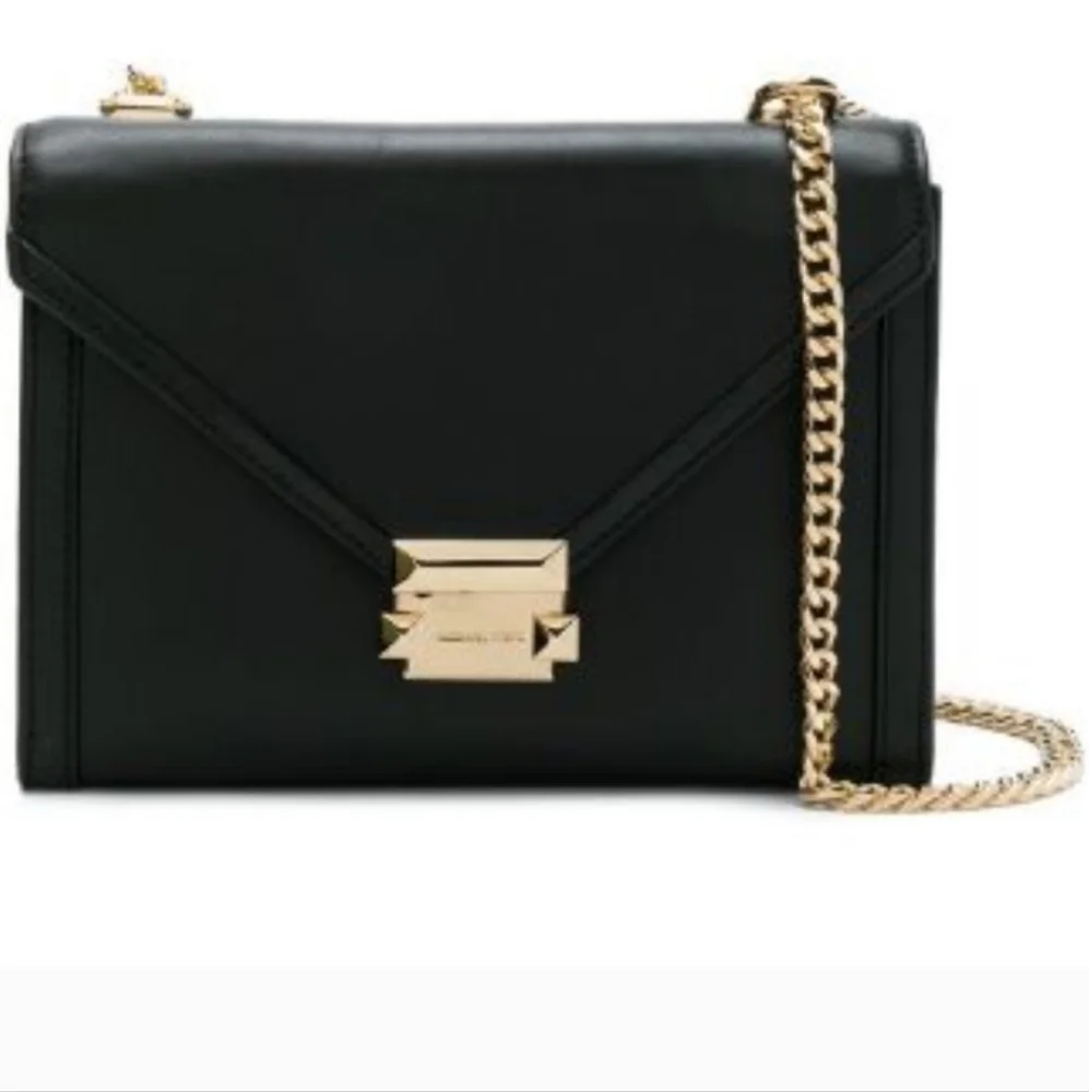 Michael Kors Whitney Black Calf Leather Shoulder Bag OS